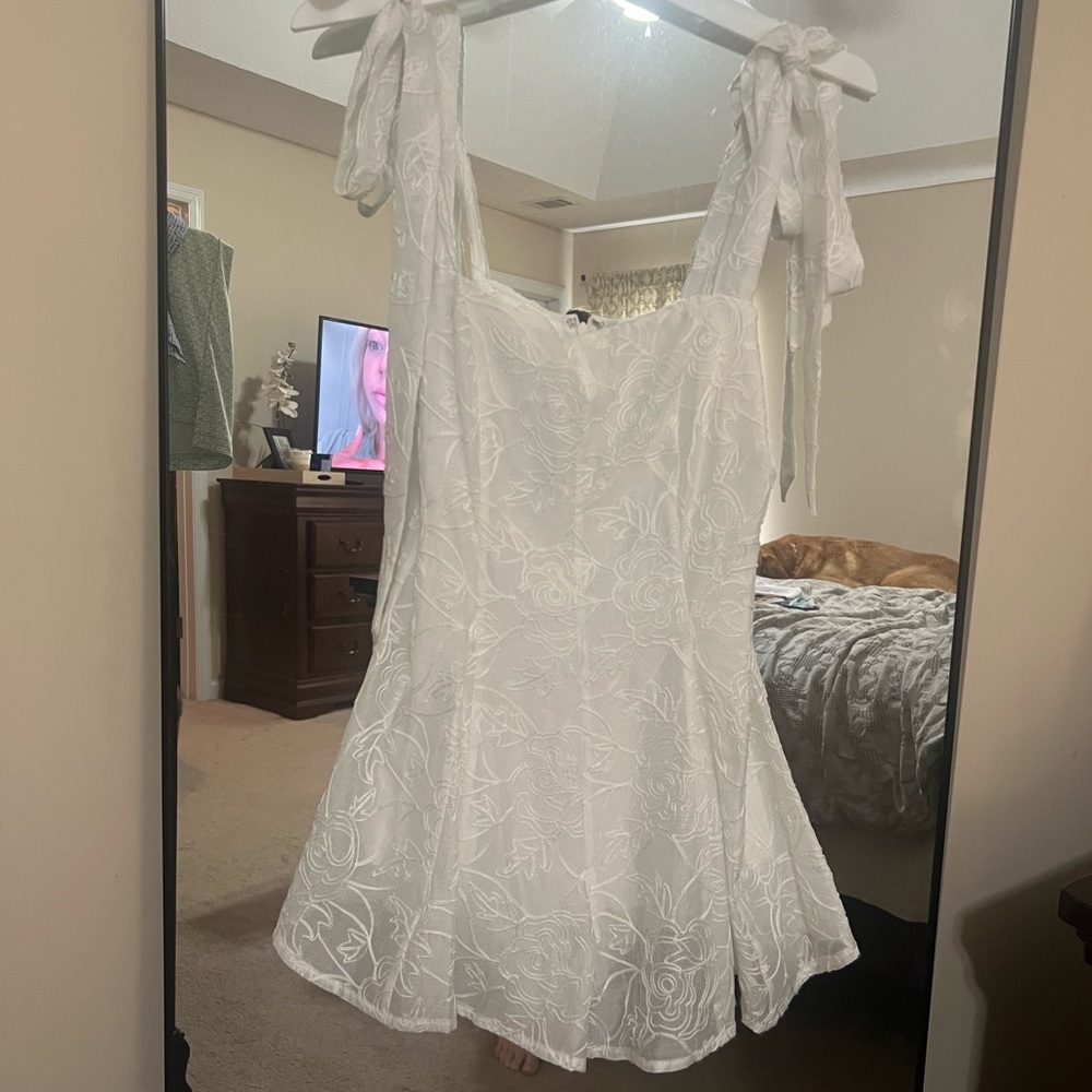 White Floral Romper with Bow Straps